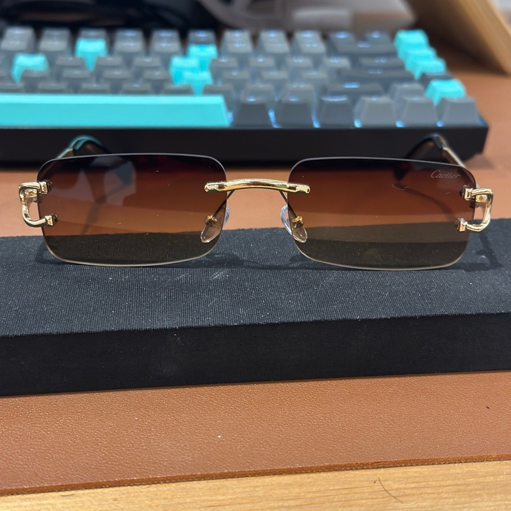 Cartier Men's Sunglasses with Gold and Brown Accents